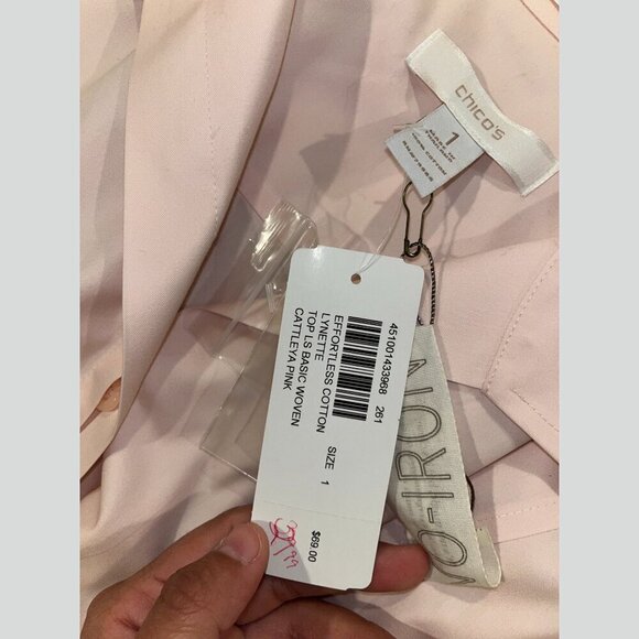 NWT Chico's No-Iron Linen Roll-Tab Sleeve Shirt Women’s Size 1x - Picture 5 of 10